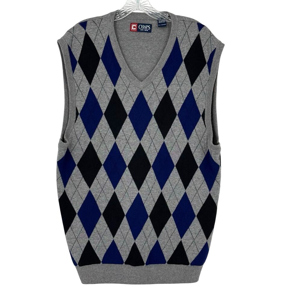 Men's Chaps Vest Size XLarge Diamond Pattern Academic Preppy Country Club